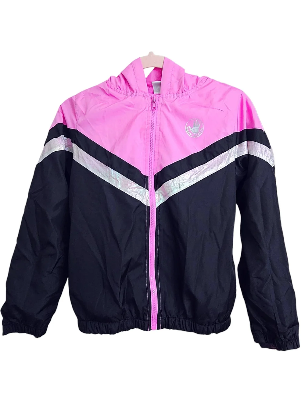 Body Glove Kids Pink and Black Hooded Windbreaker with Reflective Stripe 12